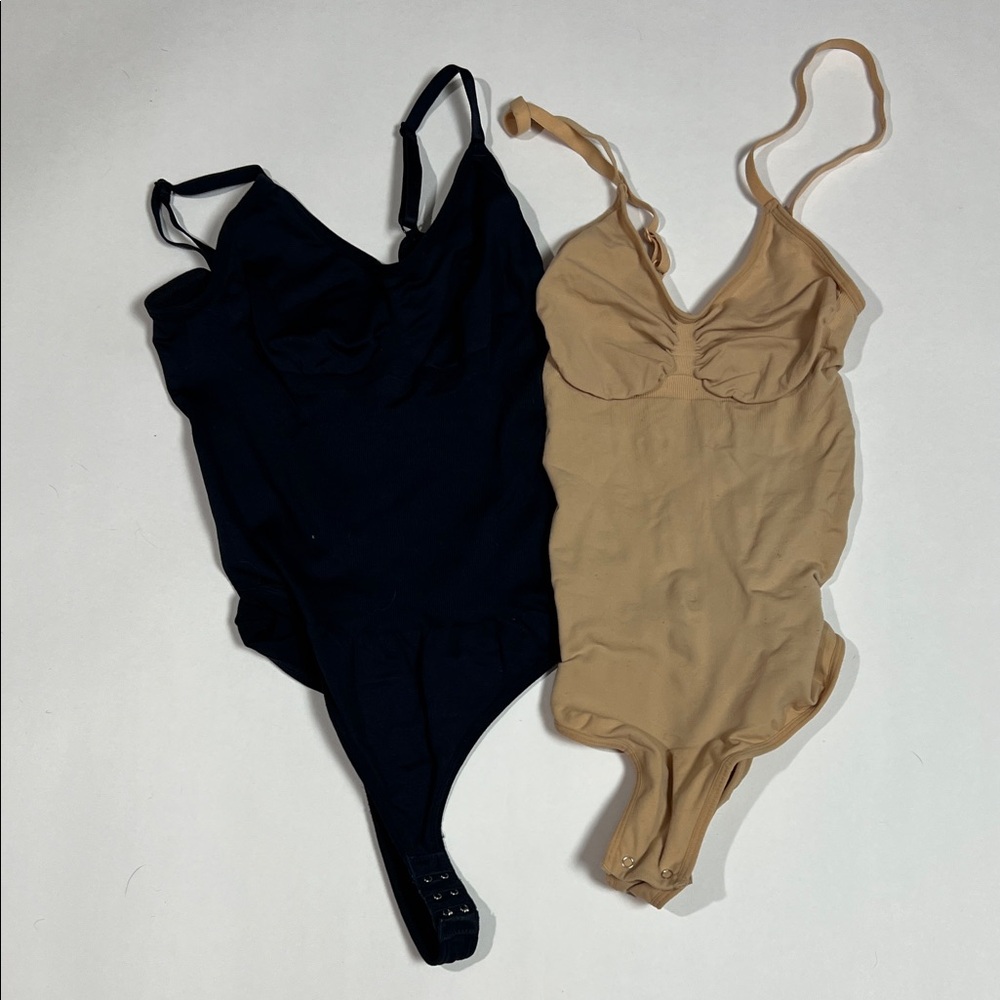 Black and Tan Bodysuit Snatched Shapewear Set Size XS//S